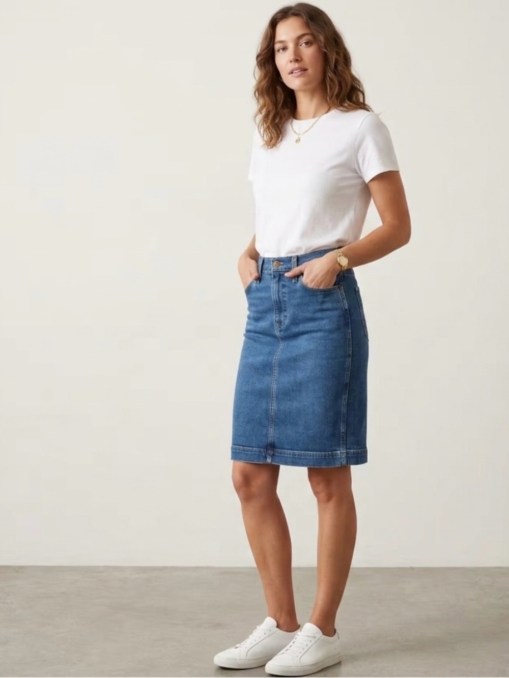 J.Crew Denim Midi Pencil Skirt Size 00 Cape Blue Wash